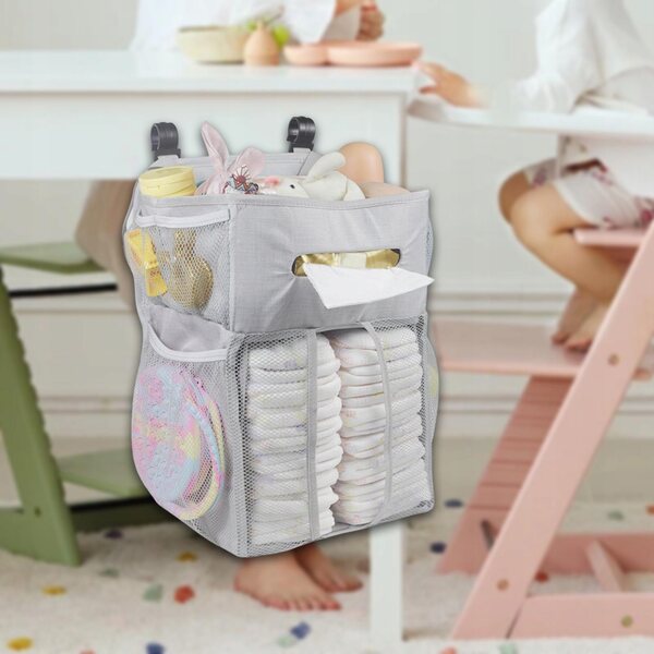 Grauer Babywindel-Wandorganizer mit Taschen und einfacher Montage