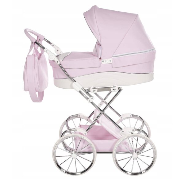 Dunkelrosa Junama Lulla Puppenwagen mit verstellbarem Griff und Retro-Rädern