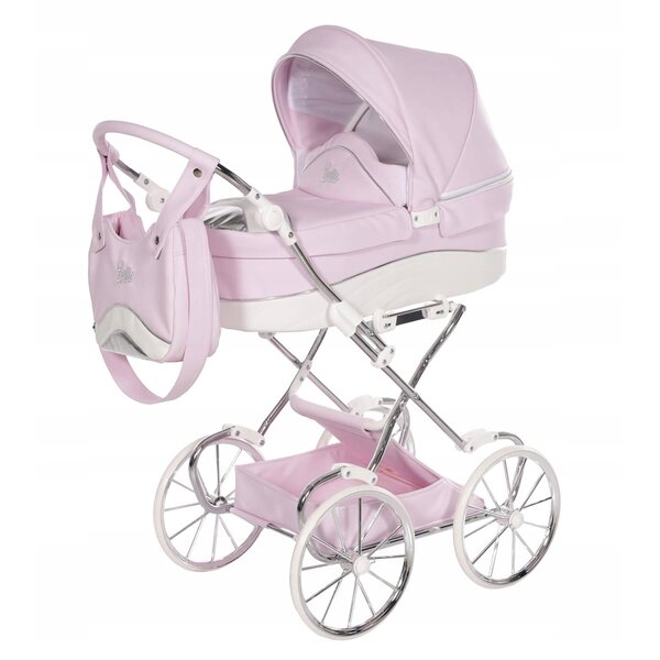 Dunkelrosa Junama Lulla Puppenwagen mit verstellbarem Griff und Retro-Rädern