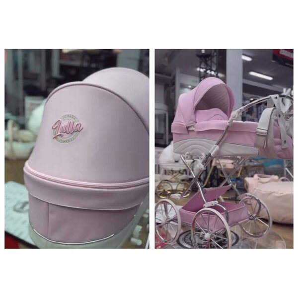 Dunkelrosa Junama Lulla Puppenwagen mit verstellbarem Griff und Retro-Rädern