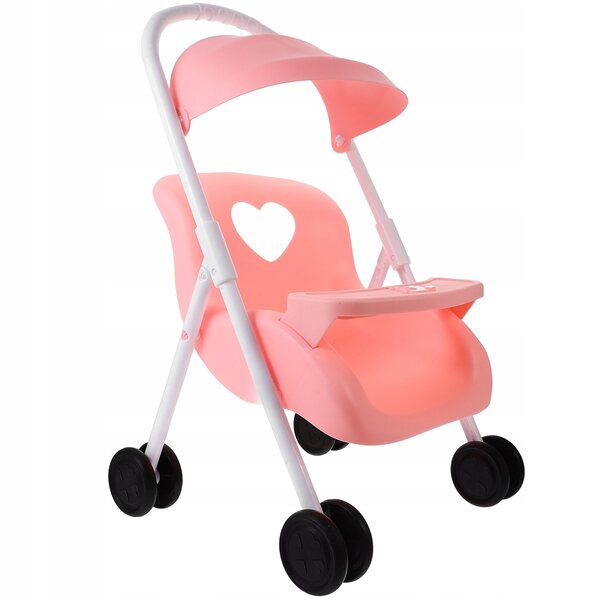 Eleganter rosafarbener Puppenwagen aus Kunststoff zum Spielen und Dekorieren