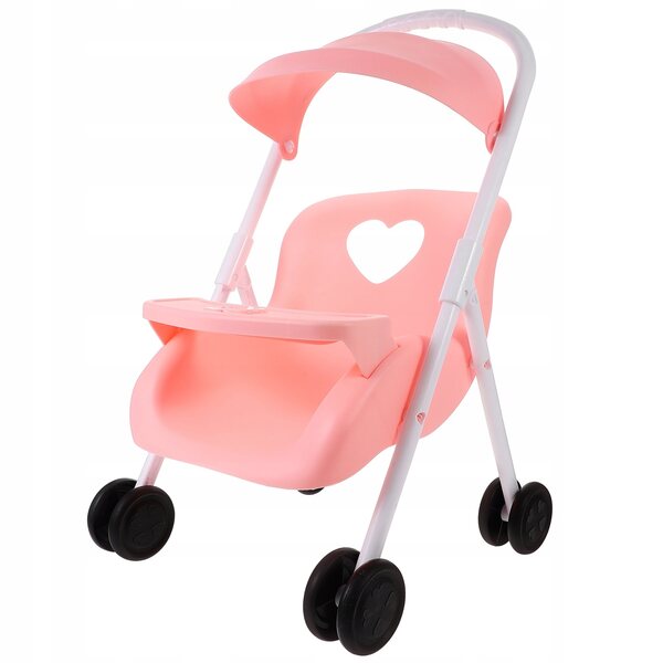 Eleganter rosafarbener Puppenwagen aus Kunststoff zum Spielen und Dekorieren