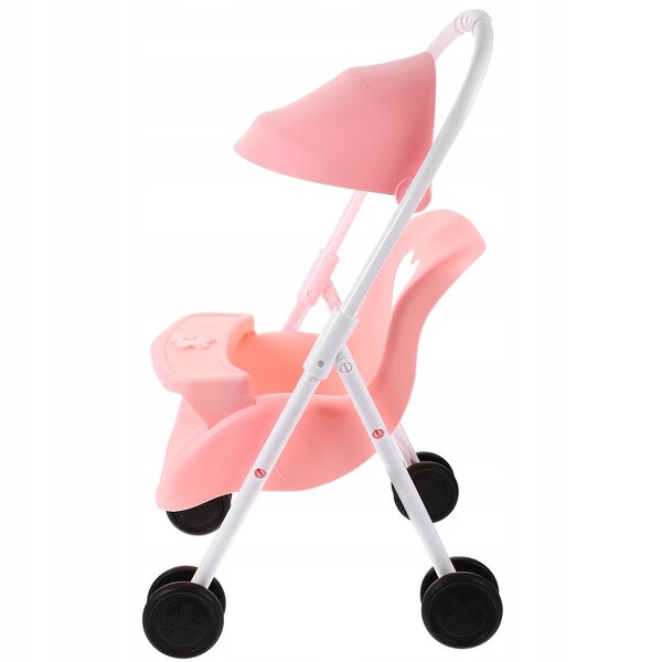 Eleganter rosafarbener Puppenwagen aus Kunststoff zum Spielen und Dekorieren