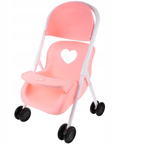 Eleganter rosafarbener Puppenwagen aus Kunststoff zum Spielen und Dekorieren