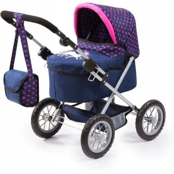 Bayer Design Tiefer Kinderwagen für Puppen, Blau, ab 3 Jahren, verstellbar und faltbar