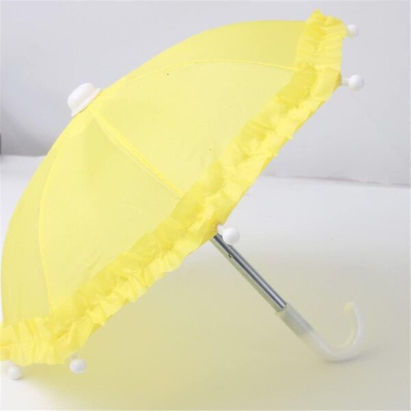 Mini-Regenschirm aus gelber Spitze für 18-Zoll-Puppen – dekoratives Accessoire und Rollenspiel
