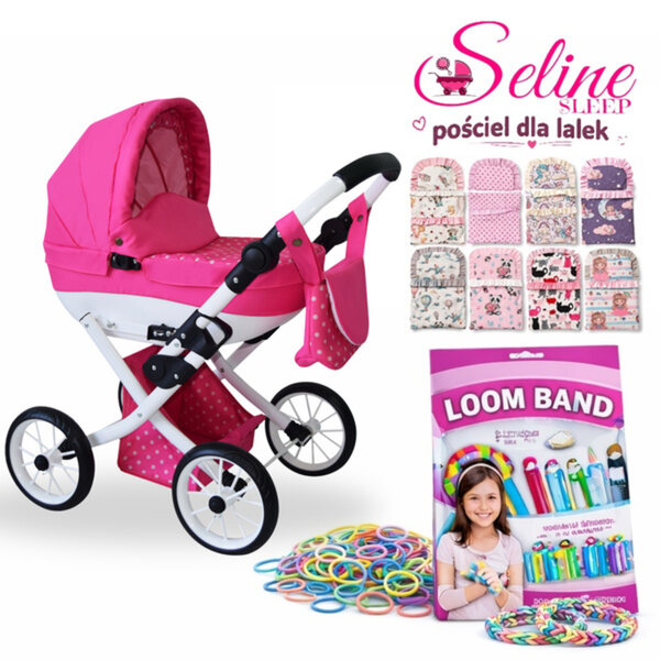 Passeggino per bambole Seline Classic 2026 pieghevole con borsa e set Loom Band