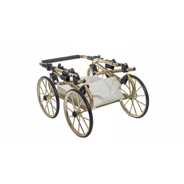 Verstellbarer Vintage-Puppenwagen von Darsi in Weiß und Gold für kleine Mädchen