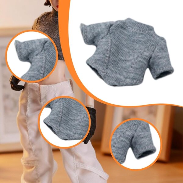 Maglietta Tessile per Action Figure Femminili 1/12 - Stile Moderno Grigio Chiaro