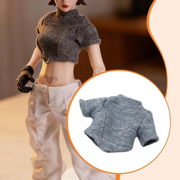 Maglietta Tessile per Action Figure Femminili 1/12 - Stile Moderno Grigio Chiaro