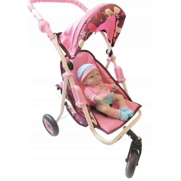 Babypuppen-Kinderwagen-Set mit lebensechter Puppe für Kinder ab 2 Jahren