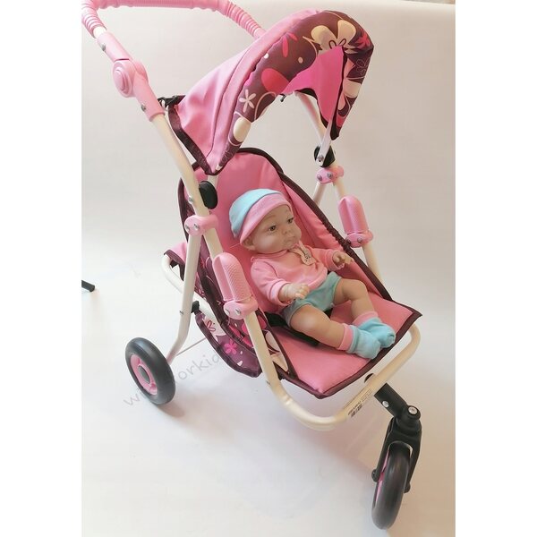 Babypuppen-Kinderwagen-Set mit lebensechter Puppe für Kinder ab 2 Jahren