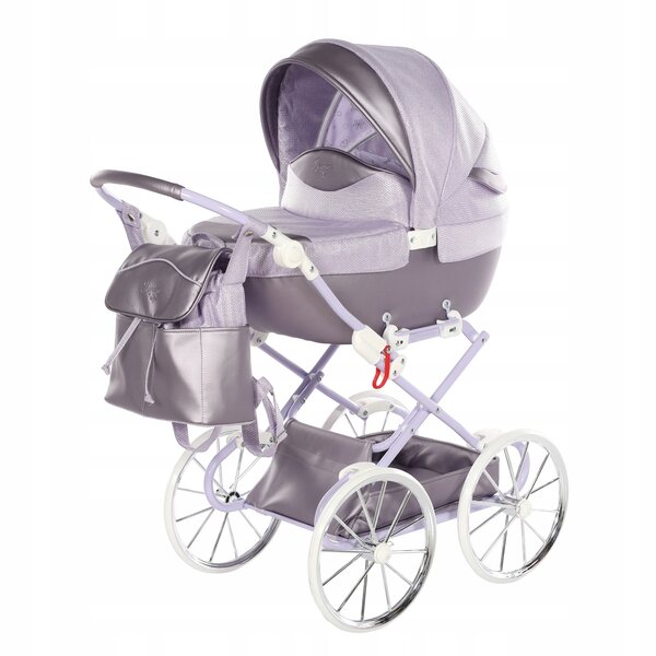 Junama Dolce Mini tiefer Puppenwagen mit großen Rädern und verstellbarem Griff