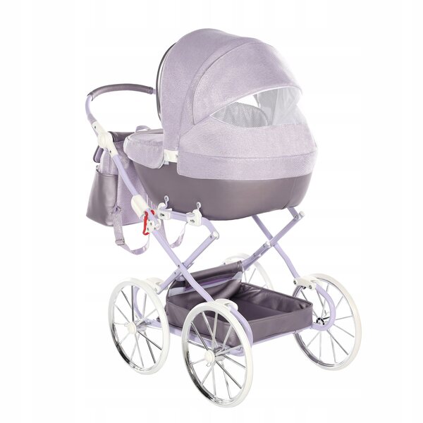 Junama Dolce Mini tiefer Puppenwagen mit großen Rädern und verstellbarem Griff