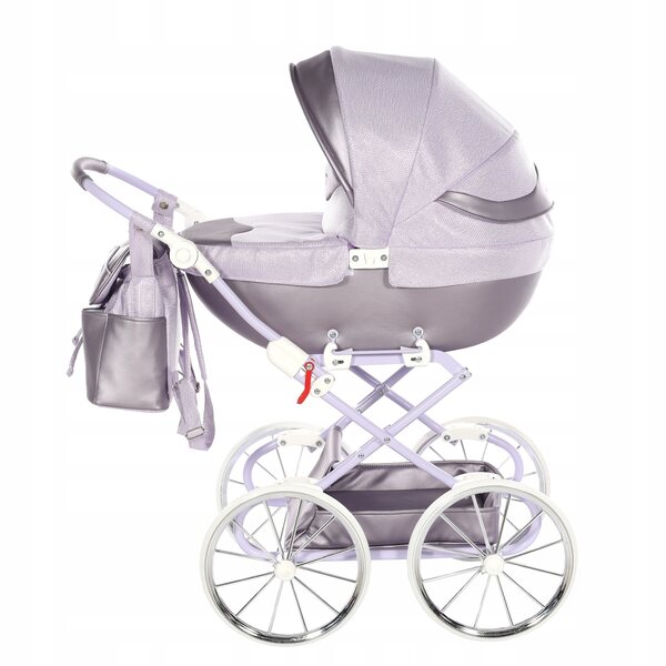 Junama Dolce Mini tiefer Puppenwagen mit großen Rädern und verstellbarem Griff