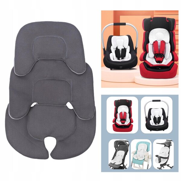 Atmungsaktives Kinderwagenkissen in Polargrau 58x38 cm für Neugeborene