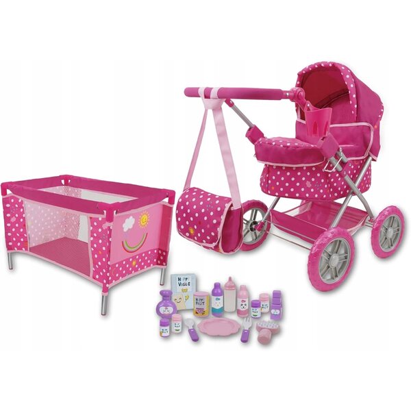 Hello Sunshine 18-teiliger Puppenwagen mit komplettem Zubehör