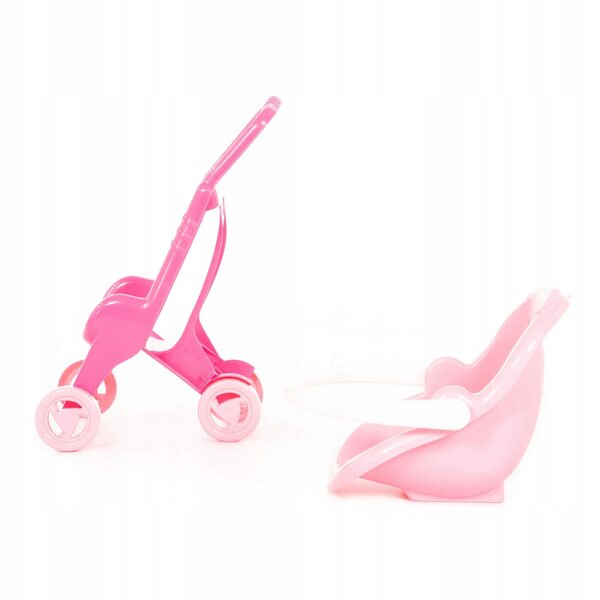 Polesie Pink Line 2 in 1 Puppenwagen: ein Zubehörset für Mädchen