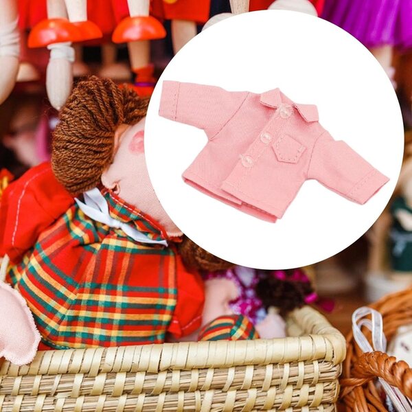 1/12 Miniature Man Shirt Rosa Langarm aus zartem Stoff für Puppen und Figuren