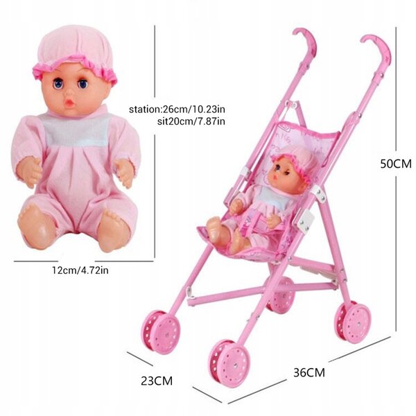 Kinderwagen-Puppenspielzeug-Set – faltbarer Puppenwagen