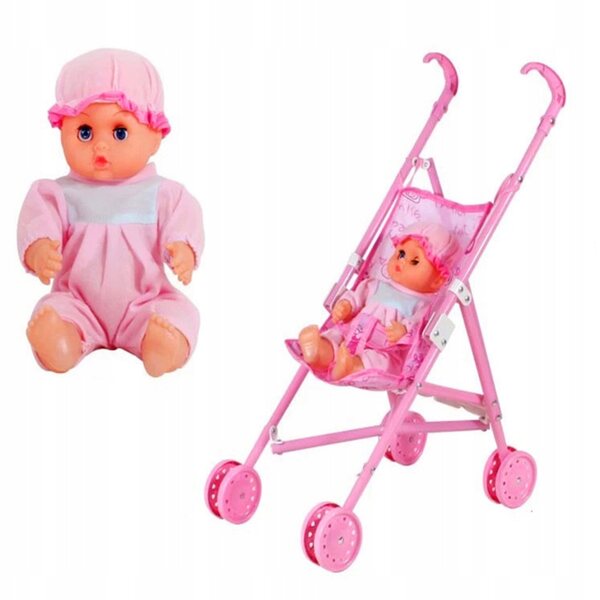 Kinderwagen-Puppenspielzeug-Set – faltbarer Puppenwagen