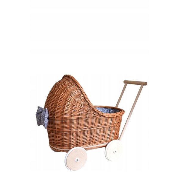 Korbwagen für Puppen mit weichen Gummirädern – Wicker Village