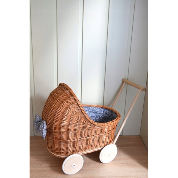 Korbwagen für Puppen mit weichen Gummirädern – Wicker Village