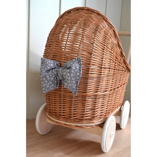 Korbwagen für Puppen mit weichen Gummirädern – Wicker Village