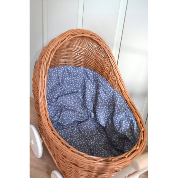 Korbwagen für Puppen mit weichen Gummirädern – Wicker Village