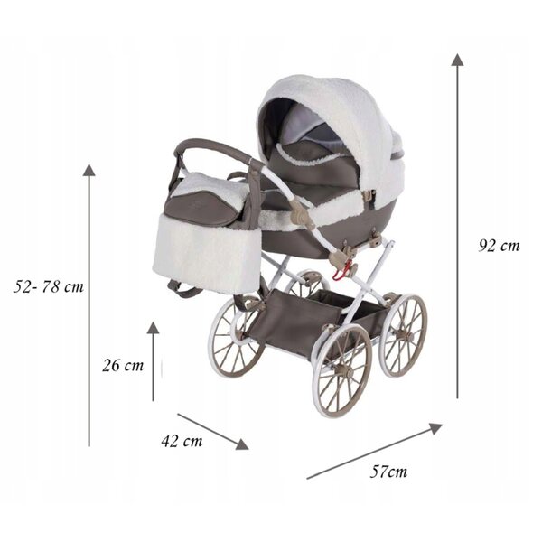 Junama Mocha Dream Mini Beige – tiefer Puppenwagen mit großen Rädern