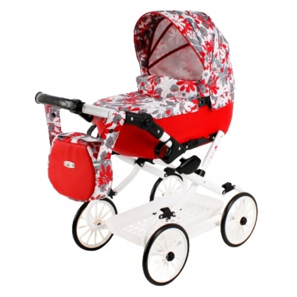 Adbor VIKI faltbarer Puppenlaufstall mit Kinderwagen, Tasche und Korb
