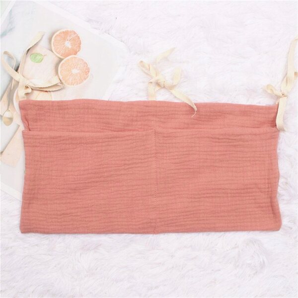 Kinder-Wandorganizer aus Baumwolle mit 2 Taschen, rosa, 39 x 20 cm