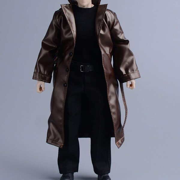 1/12 Miniatur-winddichter Trenchcoat aus Stoff für Actionfiguren und Puppen, Braun