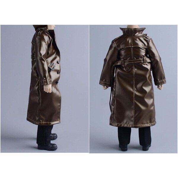 1/12 Miniatur-winddichter Trenchcoat aus Stoff für Actionfiguren und Puppen, Braun