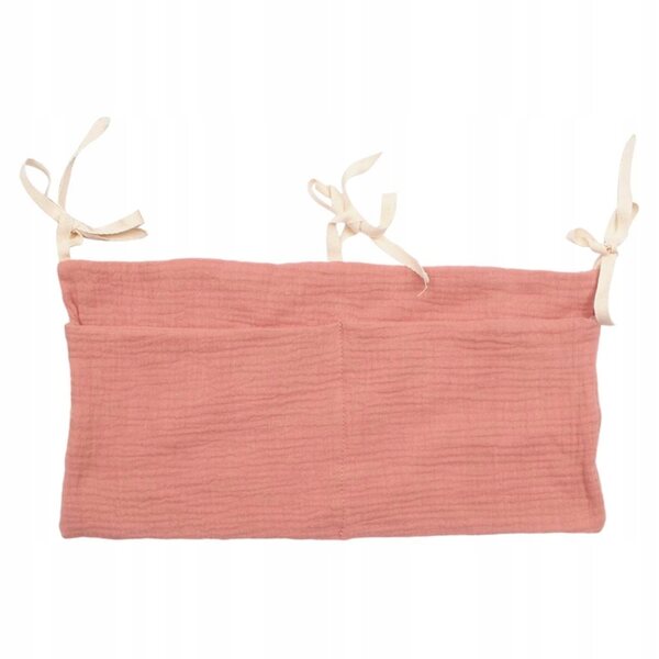 Hängender Organizer für Kinder, 2 Taschen, rosa, aus strapazierfähiger Baumwolle