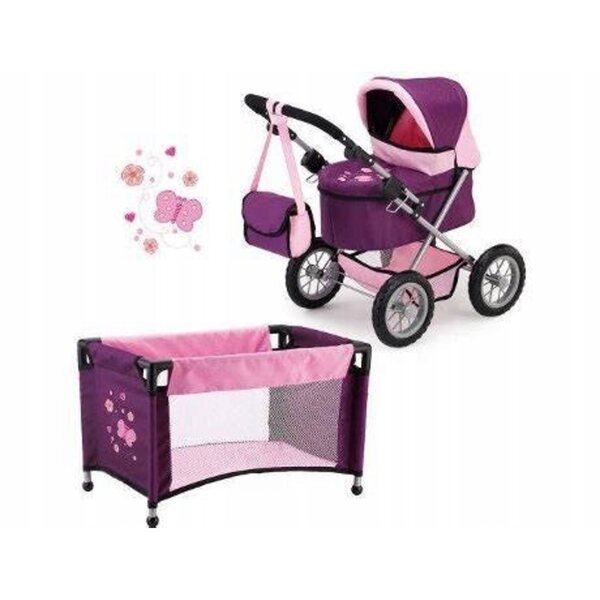 Bayer Design Tiefer Puppenwagen, verstellbar und faltbar