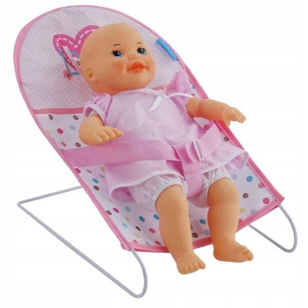 Hauck 3 in 1 Puppenset mit Kinderwagen, Puppe und rosa Schaukel
