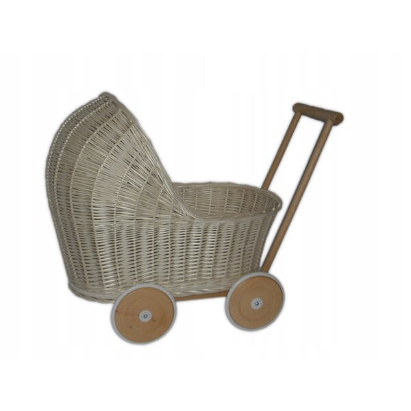 Passeggino in vimini per bambole Ecru pusher 100% prodotto polacco eco-friendly