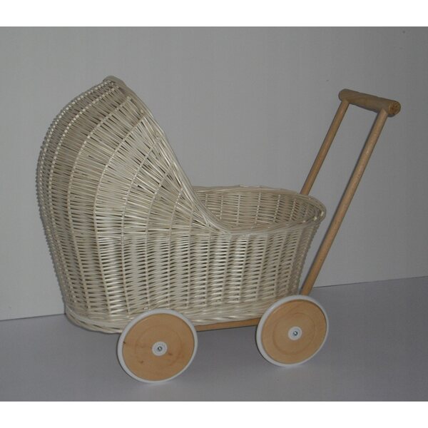 Passeggino in vimini per bambole Ecru pusher 100% prodotto polacco eco-friendly