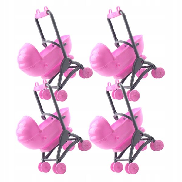 Set 4 Accessori per Passeggino Giocattolo per Bambole, Design Realistico Rosa