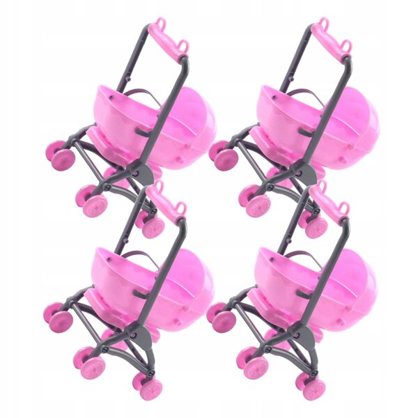 Set van 4 accessoires voor speelgoedkinderwagen voor poppen, realistisch roze ontwerp