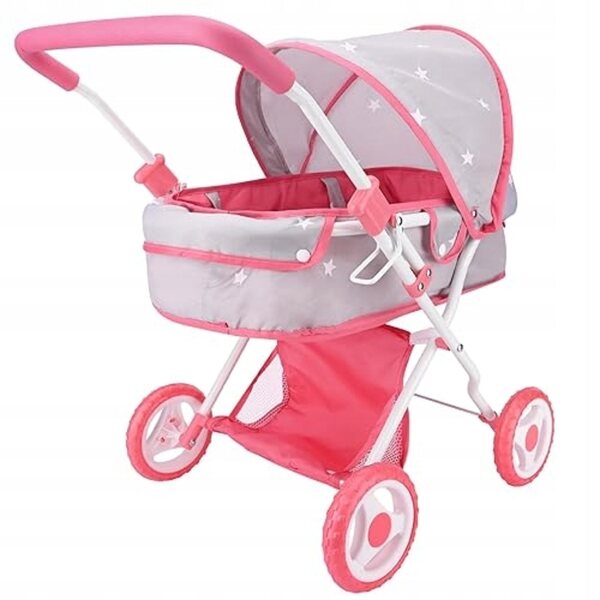 Bebamour Puppenwagen, Rosa, Laufspielzeug für Mädchen
