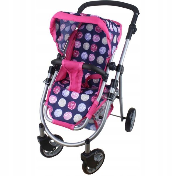 Alltoys Puppenwagen mit Verdeck und Korb, farbenfroh und langlebig