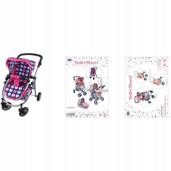 Alltoys Puppenwagen mit Verdeck und Korb, farbenfroh und langlebig