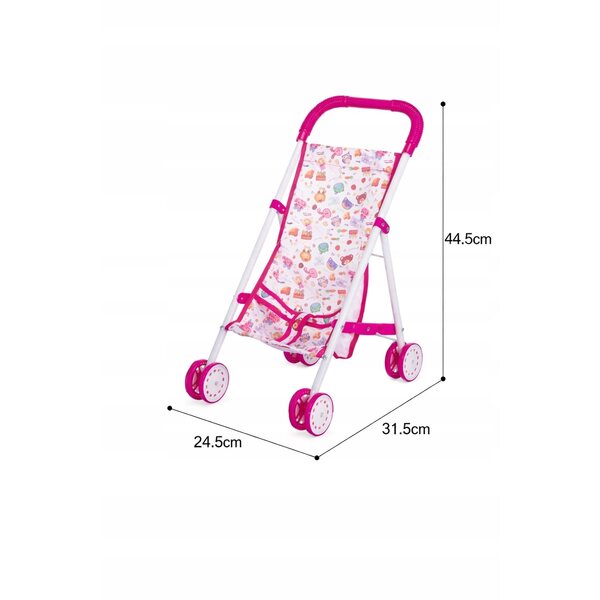 Leichter und faltbarer Puppenwagen 44,5 cm rosa für Kinder ab 3 Jahren