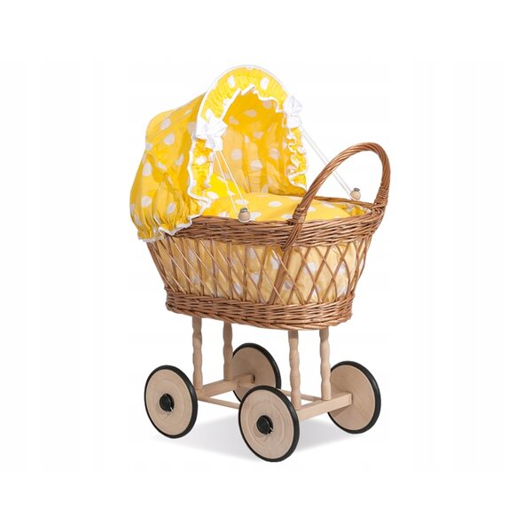 My Sweet Baby Veronica Puppenwagen aus Korbgeflecht mit gelbem Stoff