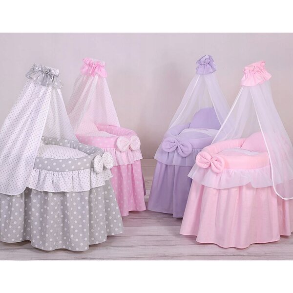 My Sweet Baby Puppenwagen aus Korbgeflecht mit Vorhang und elegantem Design