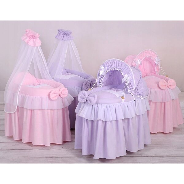 My Sweet Baby Puppenwagen aus Korbgeflecht mit Vorhang und elegantem Design