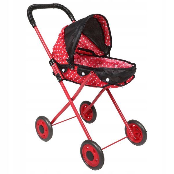 Poussette de poupée rouge avec accessoires réalistes en tissu Oxford et structure en fer