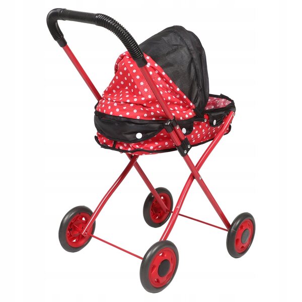 Poussette de poupée rouge avec accessoires réalistes en tissu Oxford et structure en fer